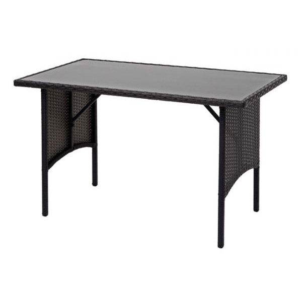 Poly-Rattan Esstisch HWC-G16, Esszimmertisch Gartentisch Tisch, Gastronomie 112x60cm ~ schwarz