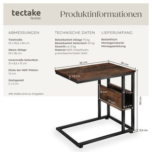Beistelltisch Wigan Industrial Holz dunkel, rustikal