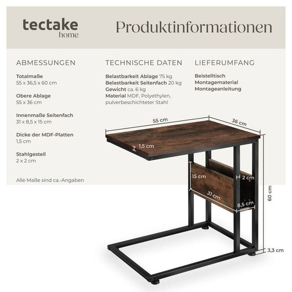 Beistelltisch Wigan Industrial Holz dunkel, rustikal