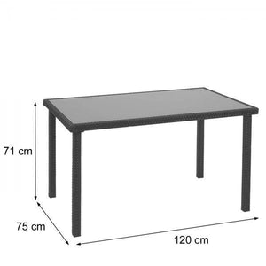 Poly-Rattan Tisch HWC-G19, Gartentisch Balkontisch, 120x75cm ~ schwarz