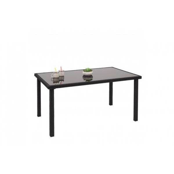 Poly-Rattan Tisch HWC-G19, Gartentisch Balkontisch, 120x75cm ~ schwarz