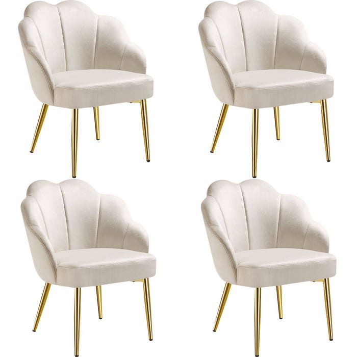 Sedie da cocktail Hellen crema/oro set di 4