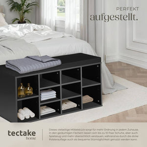 Schuhschrank mit Sitzkissen schwarz