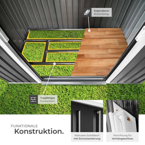 Gartenhaus mit Satteldach grau/weiss