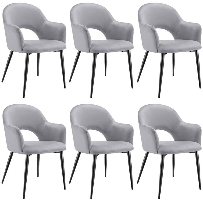 Fauteuil Sachel, gris clair, lot de 6