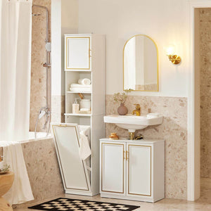Waschbeckenunterschrank Badschrank Waschtisch Weiß+Gold BZR86-W