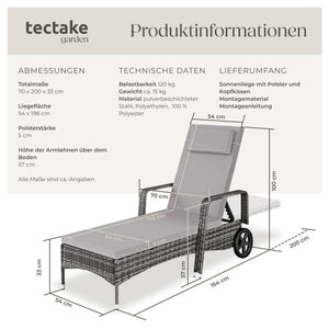 Rattan Sonnenliege grau/hellgrau