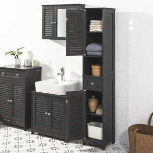 Bad Hochschrank | Badschrank | Badregal Grau | FRG236-DG