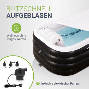 Aufblasbare Badewanne Faltbare Wanne – mit Luftpumpe, Abdeckung und Rückenlehne