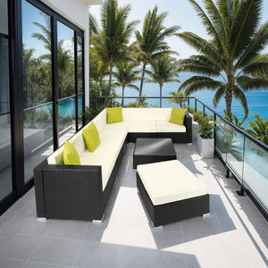Rattan Loungeset Marbella - schwarz