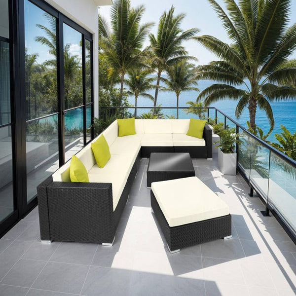 Rattan Loungeset Marbella - schwarz
