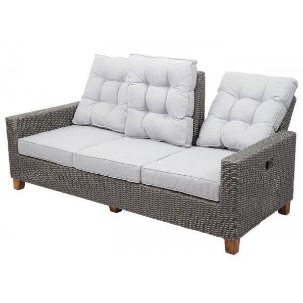 Gartengarnitur HWC-G28, Sitzgruppe Lounge-Set, Akazie Holz halbrundes Rattan verstellbar MVG ~ grau, Kissen hellgrau