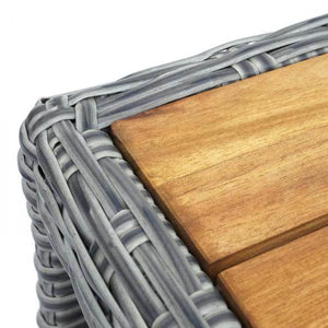 Gartengarnitur HWC-G28, Sitzgruppe Lounge-Set, Akazie Holz halbrundes Rattan verstellbar MVG ~ grau, Kissen hellgrau