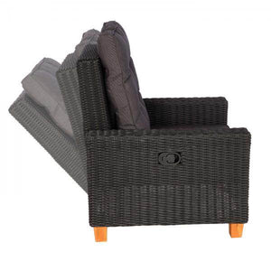 Gartengarnitur HWC-G28, Sitzgruppe Lounge-Set, Akazie Holz halbrundes Rattan verstellbar MVG ~ anthrazit, Kissen grau