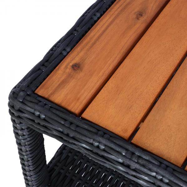 Gartengarnitur HWC-G28, Sitzgruppe Lounge-Set, Akazie Holz halbrundes Rattan verstellbar MVG ~ anthrazit, Kissen grau