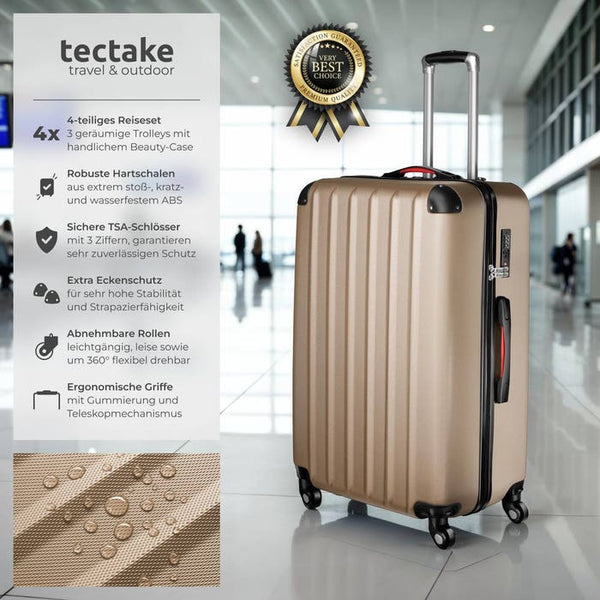 Hartschalenkoffer und Beauty-Case Set 4-tlg. Champagner