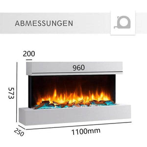 BALDERIA LED Elektrokamin Ignis | Wandkamin, 3D-Flammeneffekt 2000W Weiss