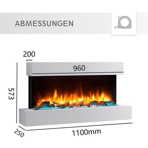 BALDERIA LED Elektrokamin Ignis | Wandkamin, 3D-Flammeneffekt 2000W Weiss