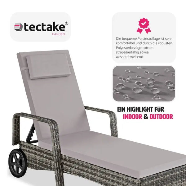 Sonnenliege Cassis Aluminium Rattan grau