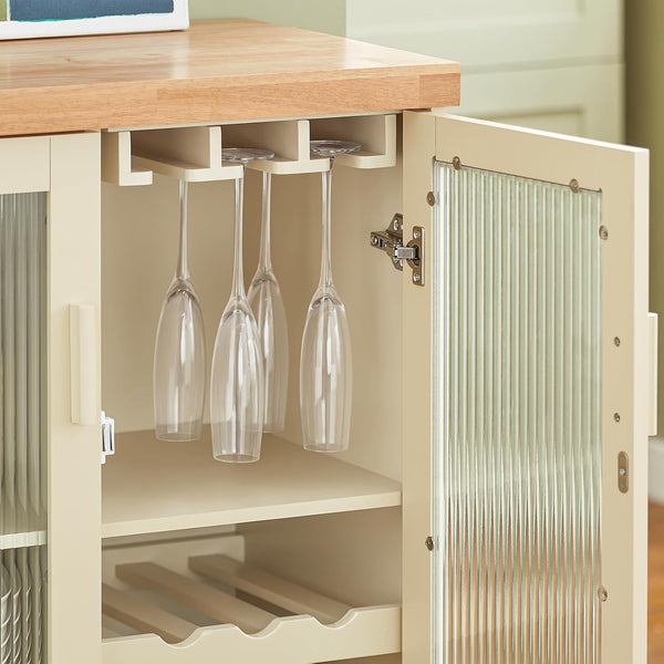 Sideboard mit 2 Glastüren | Küchenschrank | Kommode | Flurschrank | Beige | FSB81-MI