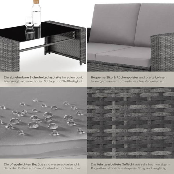 Rattan Lounge Lucca grau/hellgrau