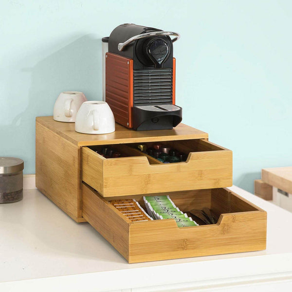 Kaffeekapsel Box | Aufbewahrungsbox | Schubladenbox Bambus | FRG82-N