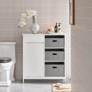Wäscheschrank Wäschesammler Wäschekorb Badezimmerschrank Weiss BZR77-W