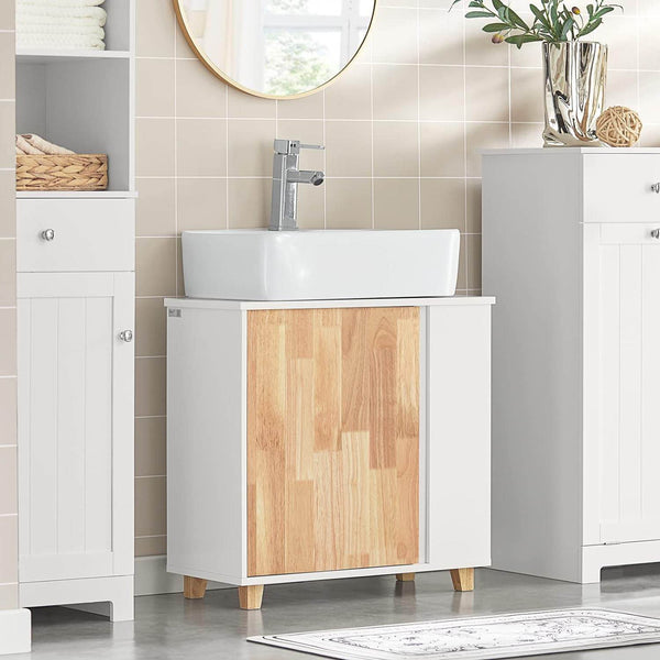 Waschbeckenunterschrank | Waschtisch | Badschrank Weiß-Natur | BZR75-W