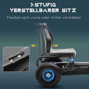 Kinder-Gokart, mit Pedalen, verstellbarem Sitz, In- und Outdoor, ab 5 Jahren, blau+schwarz