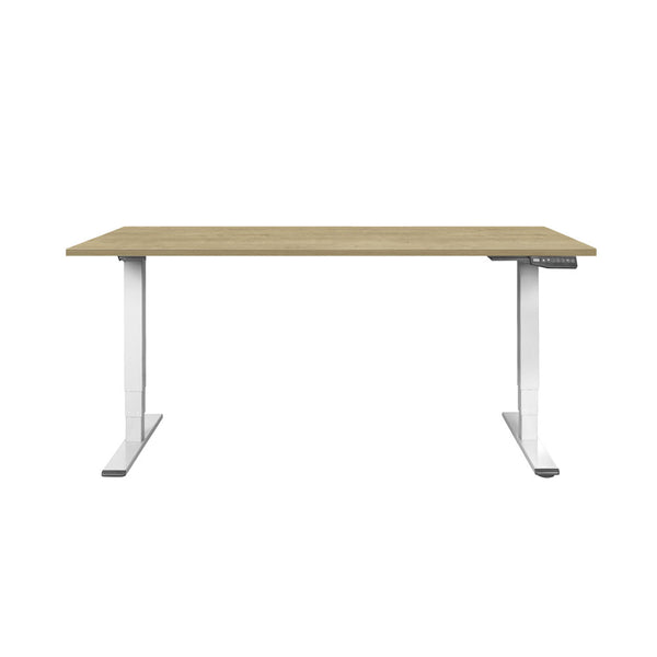 CONTINI höhenverstellbarer Bürotisch 1.4x0.8m Eiche / Gestell ET225E weiss RAL 9016