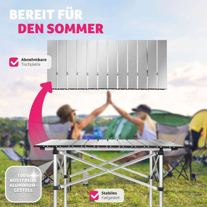 Camping Klapptisch aus Aluminium inkl. Tasche 70x70x70cm