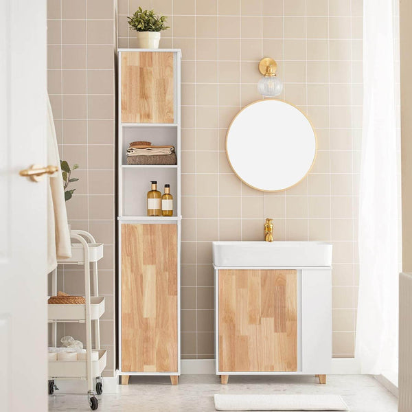 Waschbeckenunterschrank | Waschtisch | Badschrank Weiß-Natur | BZR75-W