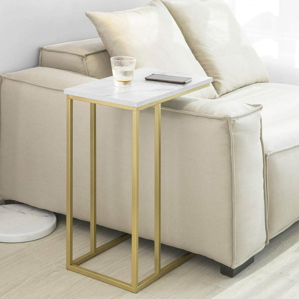 Beistelltisch | Pflegetisch mit goldenem Metallgestell | Couchtisch Sofa | FBT87-G