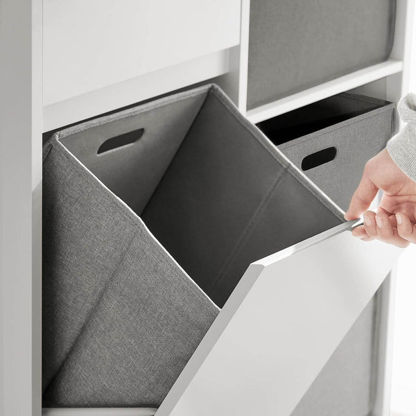 Wäscheschrank Wäschesammler Wäschekorb Badezimmerschrank Weiss BZR77-W