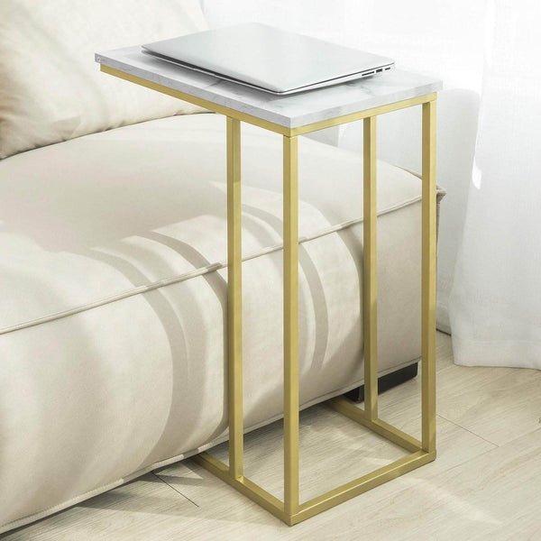 Beistelltisch | Pflegetisch mit goldenem Metallgestell | Couchtisch Sofa | FBT87-G