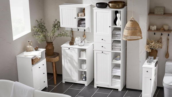 Wäscheschrank mit Wäschesack Wäschesammler Wäschekorb Weiss BZR105-W