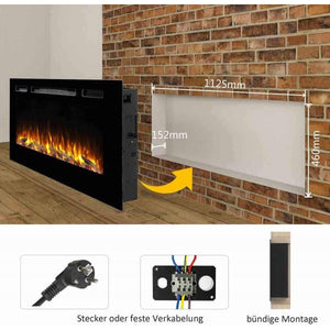 BALDERIA Fiamma 48" Elektrischer Einbaukamin LED 3D-Flammeneffekt 2000W