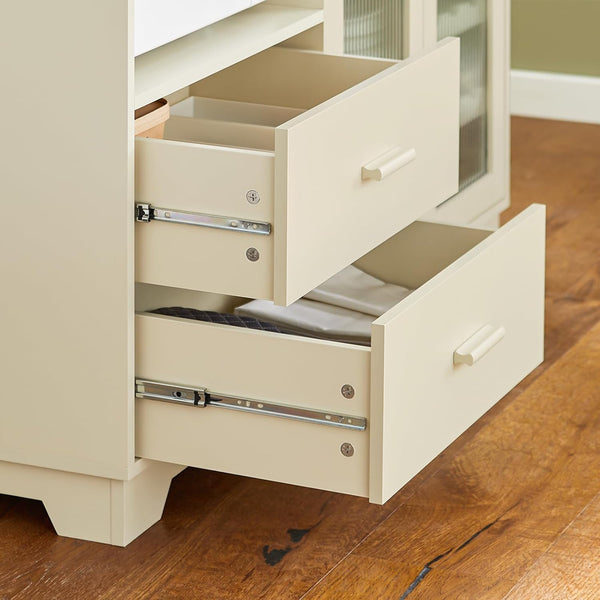 Sideboard mit 2 Glastüren | Küchenschrank | Kommode | Flurschrank | Beige | FSB81-MI
