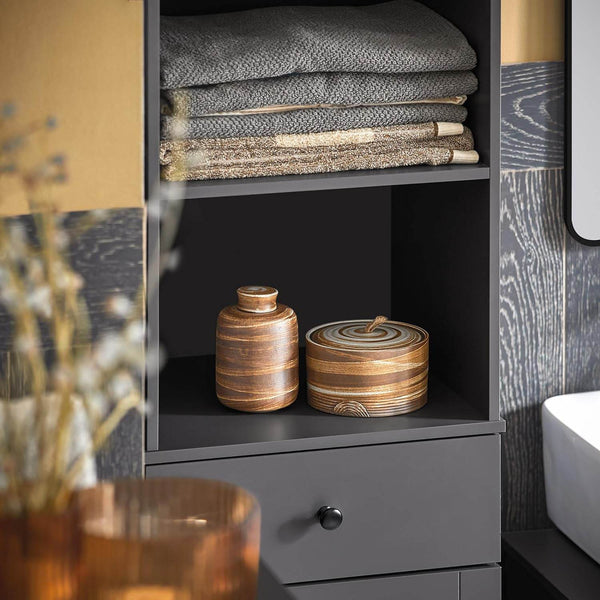 Bad Hochschrank | Badschrank | Badregal Dunkelgrau | BZR17-DG
