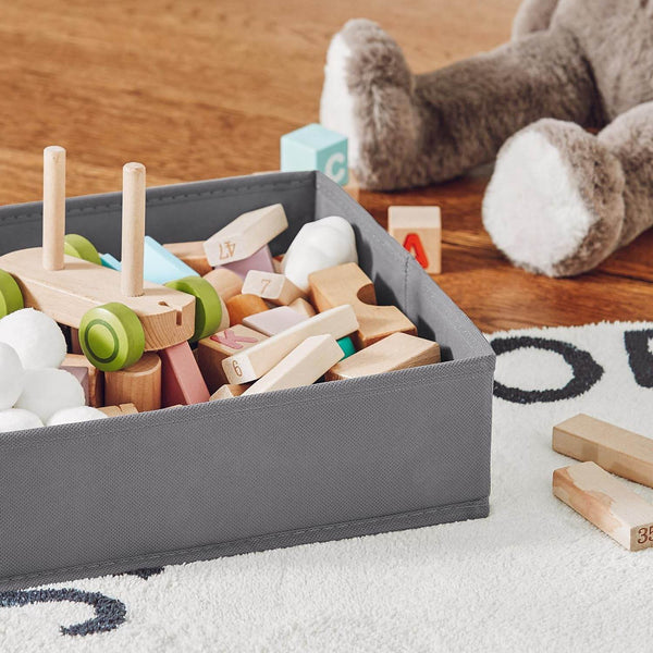 Kinderregal mit 2 Stoffboxen Bücherregal Spielzeugtruhe mit Rollen KMB71-W