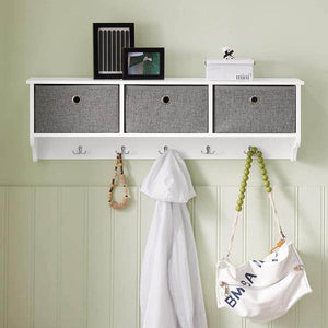 Wandgarderobe Kleiderhaken Flurgarderobe Weiss-Hellgrau