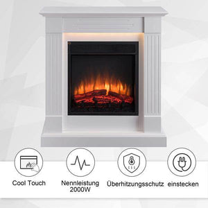 BALDERIA Elektrokamin Ladina 3D-Flammeneffekt Elektro Heizung 2000W Weiss