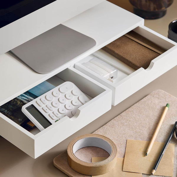 Monitorerhöhung Monitorständer mit Schubladen Weiss BBF02-W