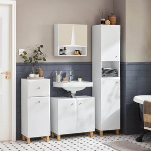 Bad Hochschrank | Badschrank | Badregal | Badmöbel Weiss BZR91-W