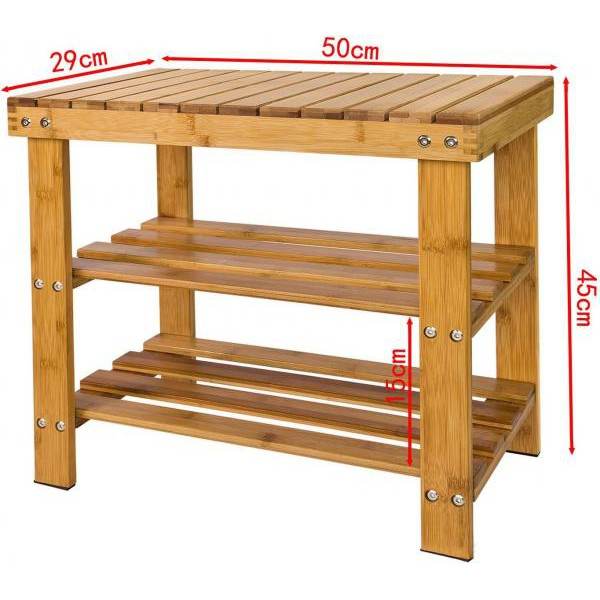 Schuhregal | Sitzbank schmal | Breit 50cm Bambus
