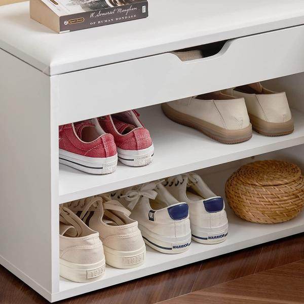 Schuhbank mit Sitzfläche | Schuhregal Weiss
