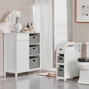 Wäscheschrank Wäschesammler Wäschekorb Badezimmerschrank Weiss BZR77-W