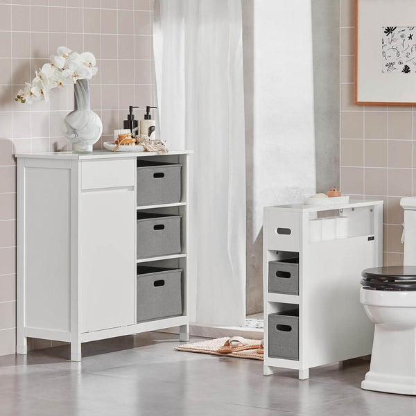 Wäscheschrank Wäschesammler Wäschekorb Badezimmerschrank Weiss BZR77-W