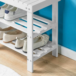 Schuhregal | Sitzbank schmal | Breit 50cm Weiss | FSR02-K-W
