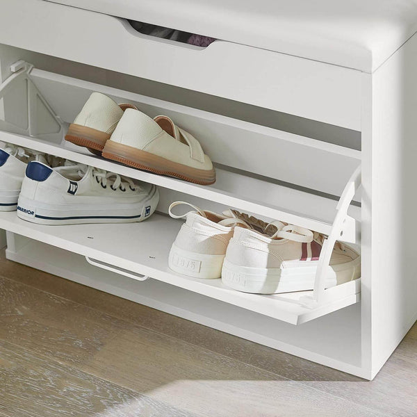 Schuhkipper Schuhbank mit Sitzkissen Weiss FSR95-W